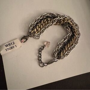 Sabika Silver and Gold Chain Bracelet